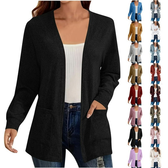 YOTAMI Women's Sweater Cardigan Open Front Lightweight Cardigan Long Sleeve Cardigans with Pockets