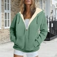 thumbnail image 1 of YOTAMI Women's Soft Fleece Hooded Jacket Fashion Pocket Long Sleeve Zipper Hoodie for Travel Solid Color Loose Overcoat Mint Green, XXXL, 1 of 2