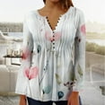 thumbnail image 1 of YOTAMI Women's V-Neck Tops Button Down Collar Plus Size Blouse for Fall Winter Long Sleeve Floral Print Ruffled Comfortable Shirts Multicolor XL, 1 of 5