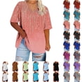 thumbnail image 1 of YOTAMI Womens Tops Summer Casual Plus Size Blouses Short Sleeve V-Neck Fashion Gradient Print Loose Fit Shirts Clothes, 1 of 5