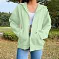 thumbnail image 1 of YOTAMI Zip Up Hoodie Women Long Sleeve Soft Jackets with Pocket Drawstring Solid Color Fall Winter Warm Casual Oversized Sweatshirts Mint Green S, 1 of 4