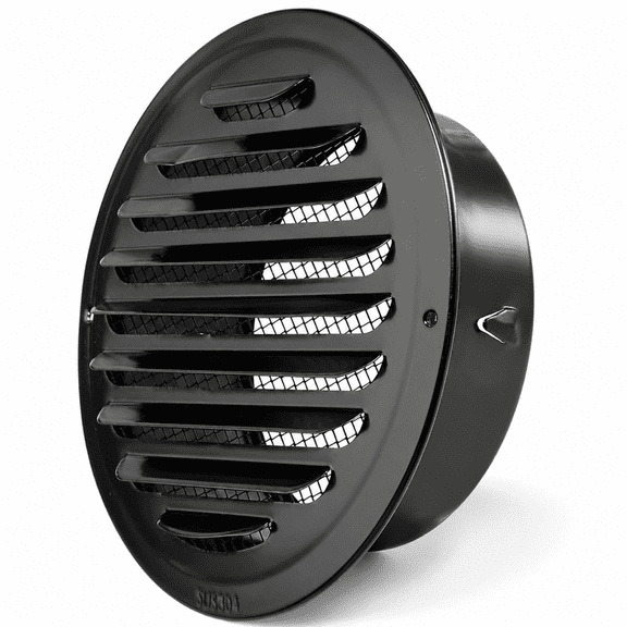 YOTENUNI Stainless Steel Round Black Soffit Vent for 6 Inch Ducting - Black