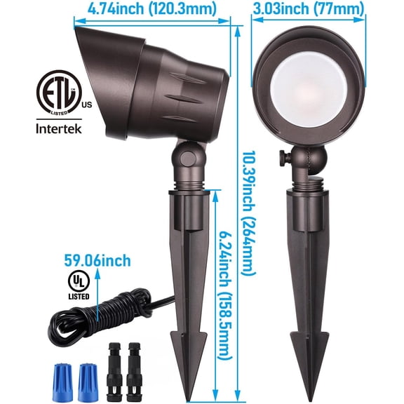 YOTILO 1-Pack Aluminum 12V Landscape Spotlights, Heavy Duty LED Spot Lights for Outdoor Uplighting, ORB