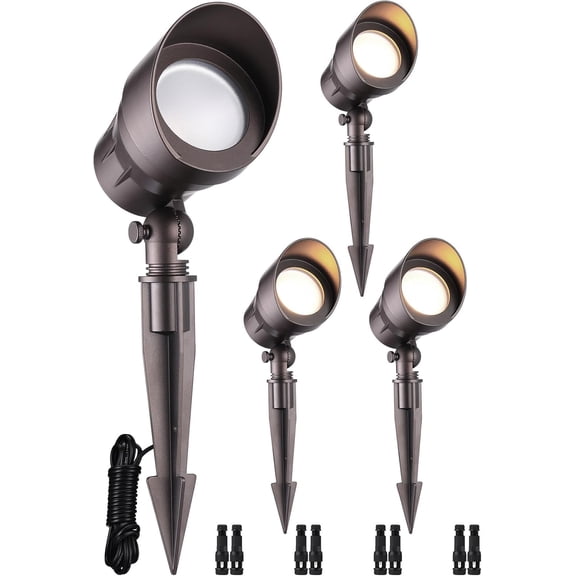 YOTILO 4-Pack Aluminum 12V Landscape Spotlights, Heavy Duty LED Spot Lights for Outdoor Uplighting, ORB