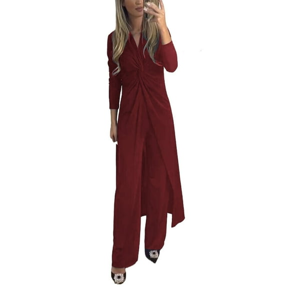 YOTMKGDO 2 Piece Sets for Women Trendy Two Piece Set for Women Women's V Neck Twisting Trousers Set Fashionable Two Piece Ensemble For, Sizes S-4XL