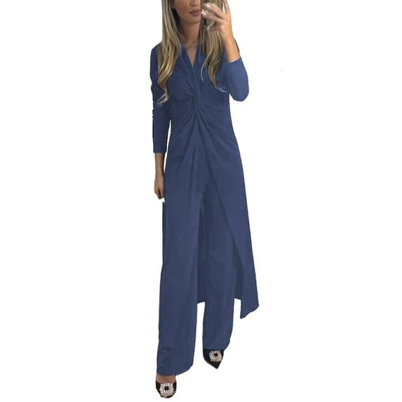 YOTMKGDO 2 Piece Sets for Women Trendy Two Piece Set for Women Women's V Neck Twisting Trousers Set Fashionable Two Piece Ensemble For, Sizes S-4XL