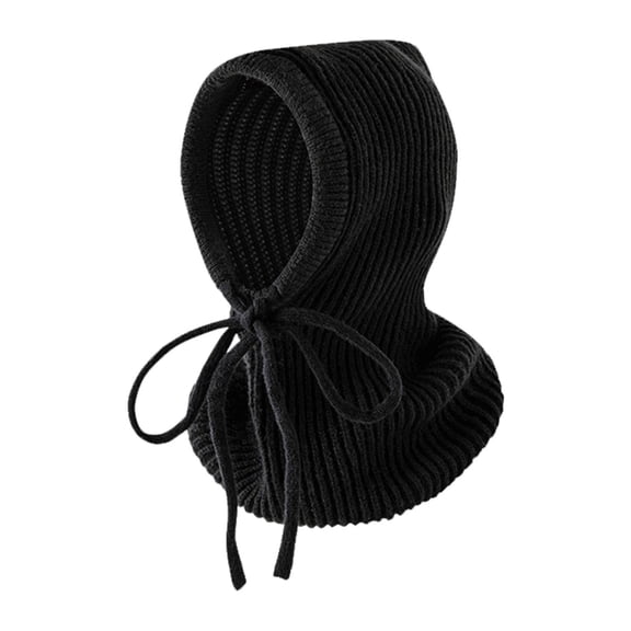 YOTMKGDO Beanie, Balaclava Ski Warm and Windproof Winter Sports Cap for Women Knitted Thermal Protective Neck Cap Neck Bib Hoodie, Black