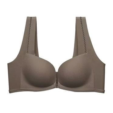 YOTMKGDO Bras for Women, Women'S and Comfortable Front Button with No Traces Raised Chest Anti Sagging and Adjustable Back Bra, Push Up Bra (Coffee, 36)