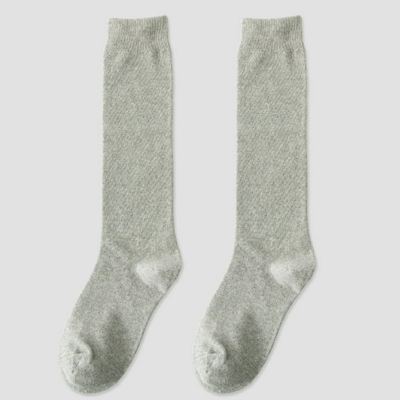 YOTMKGDO Over the Calf Socks, Womens Socks Women's Winter Thickening Warm Medium Length Leg Socks Keep Warm Sock High the Knee Lightweight Cotton Socks, Grey