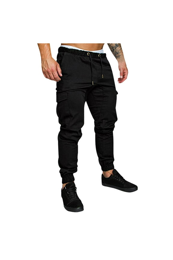 Cargo Pants for Men, Pantalones De Hombre, Solid Leggings Trousers Tooling Men's Multi-Pocket Pants Casual Color Men's Pants Tactical Pants Men, Black XXL