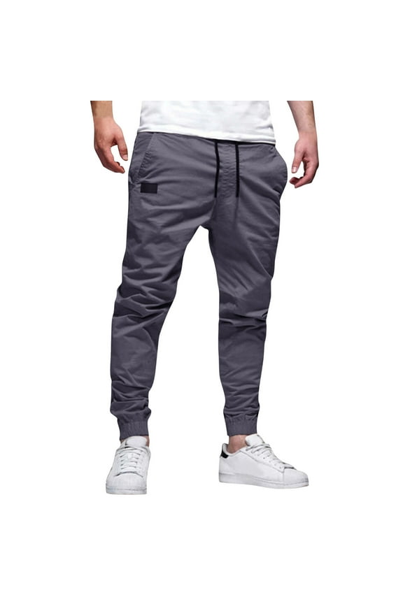 Cargo Pants for Men, Pantalones De Hombre, Trousers Casual Length Full Mid Waist Pocket Pant Men's Solid Pencil Men's Pants Tactical Pants Men, Grey XXL