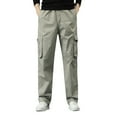 thumbnail image 1 of YOTMKGDO Cargo Pants for Men, Pantalones De Hombre, Mens Solid Loose Cotton Plus Size Pocket Lace Up Pants Overall Tactical Pants Men, Grey XL, 1 of 8
