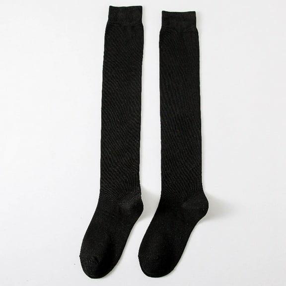 YOTMKGDO Compression Socks, Over The Knee Socks for Women Women Winter Thickening Warm Medium Length Over Knee Socks Keep Warm Sock High The Knee Lightweight Cotton, Black
