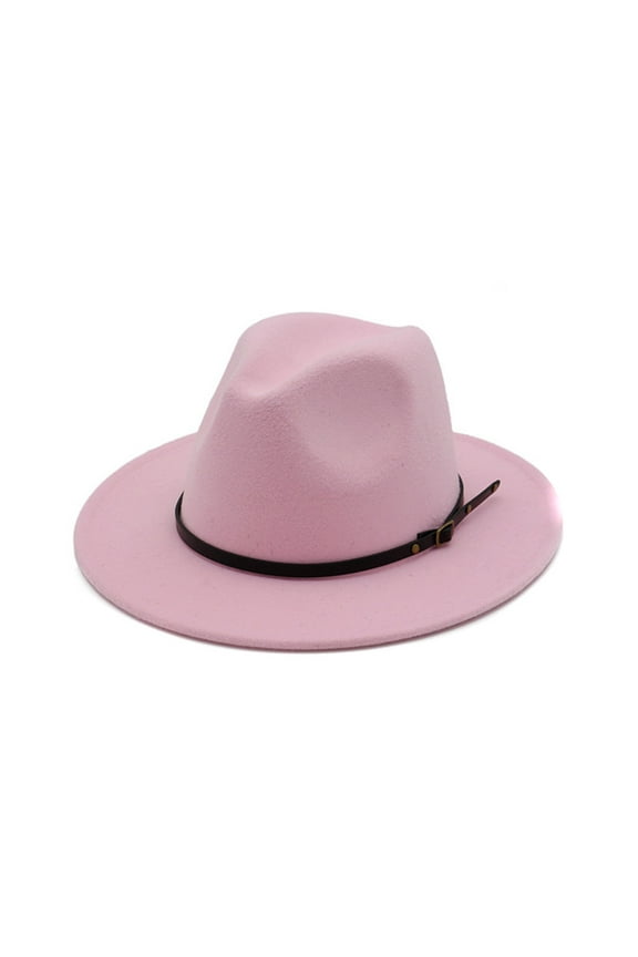 Fedora, Women's Wool Outback Hat Panama Hat Wide Brim Women Belt Buckle Hat, Pink