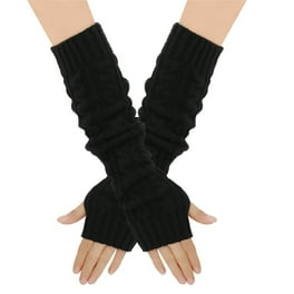 Instiqueo Women's Long Sequin Fingerless Gloves - Black, One Size