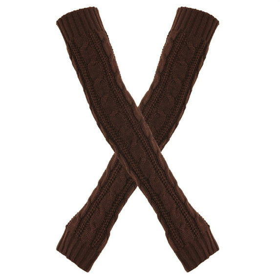 YOTMKGDO Fingerless Gloves, Arm Warmers Wool Thickened Warm Long Gloves 8 Character Sleeves Autumn and Winter Fingerless Sleeves Knitted Arm Sleeves, Coffee