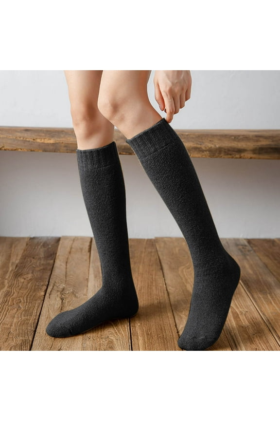 Fuzzy Socks for Women, Over The Calf Socks for Men Woolen Calf Socks Womens Autumn and Winter Stockings with Extra Thick Wool Ring for Warmth and Knee