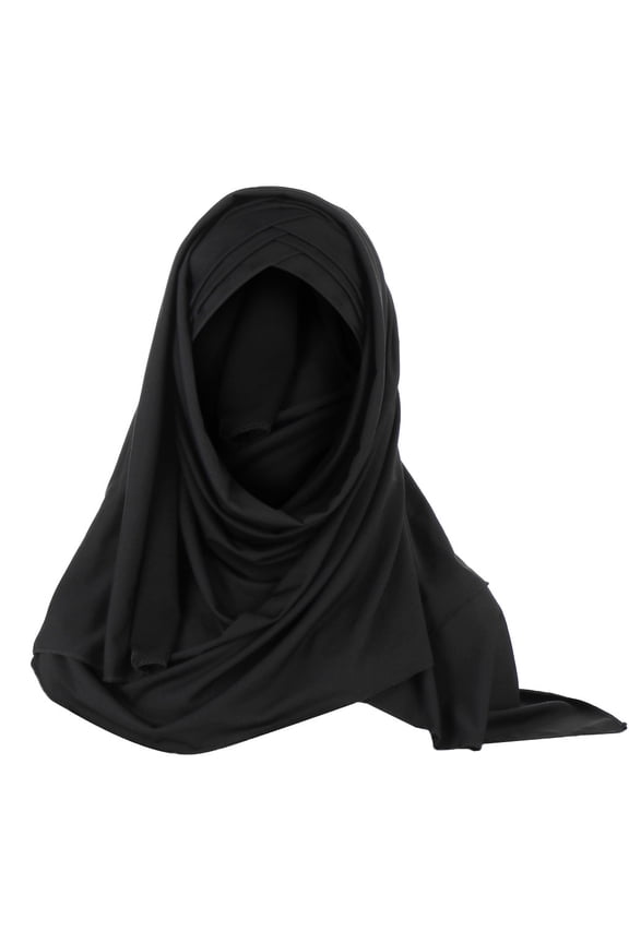 Hat and Scarf Set for Women, Hijab Women Hat Scarf Wrap Muslim Cap Turban Ruffle Shawl Baseball Caps, Black