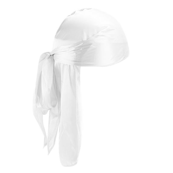 YOTMKGDO Mens Hats, Turban for Men Women'S Foldable Color Headband Silky Hat Bundle with Long Stretchy Tail and Wide Straps Loss Caps Slouchy Hat, White
