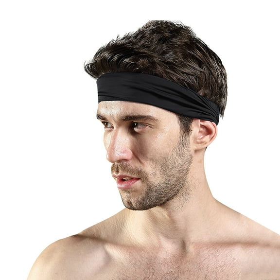 YOTMKGDO Headbands for Men, Workout Sport Headbands Running Headband Non Slip Workout Sweatbands Adjustable Sports Headbands Sweat Wicking Workout Headbands, Black