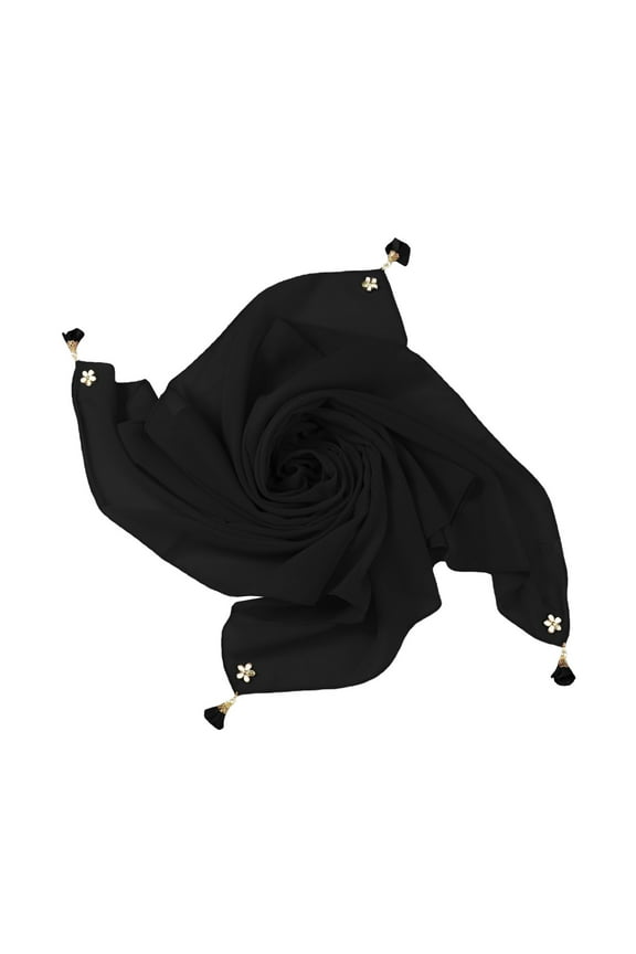 Hijab, Turbans for Women Women Fashion Solid Chiffon Square Head Scarf Lightweight Neck Scarves Hair Bandana Neckerchief, Black