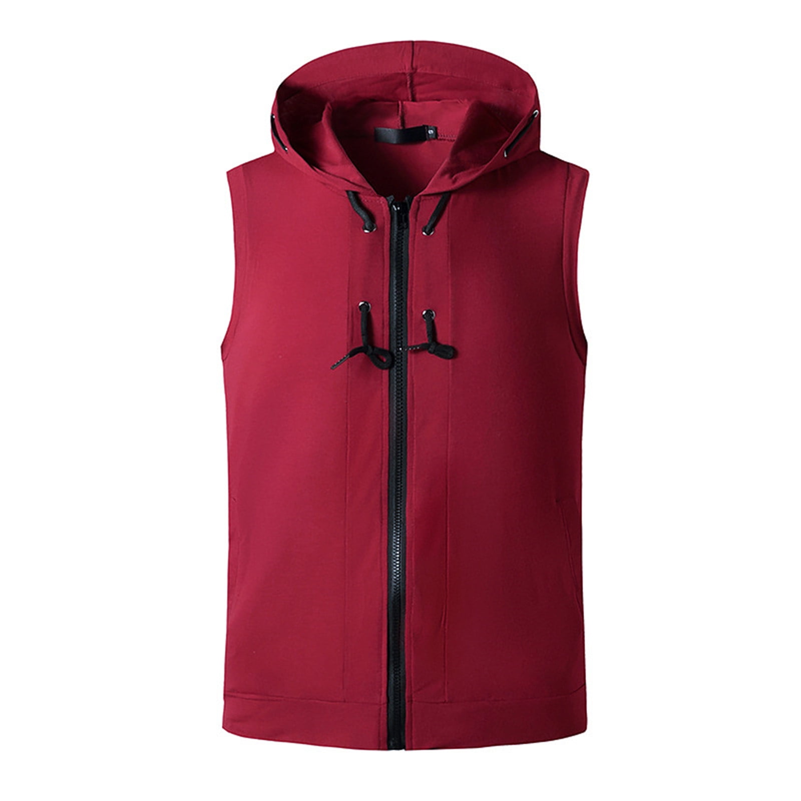 YOTMKGDO Hoodies for Men Zip Up Hoodie Men Men Spring Summer Casual Sports Solid Color Sleeveless Zipper Hoodie Blouse Top Sleeveless Shirts for Men Gym Hoodies for Men Burgundy M Walmart