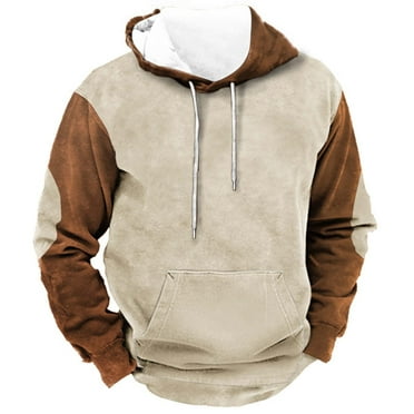 YOTMKGDO Hoodies for Men Men'S Fall Long Sleeved Hoodie Hooded Sweatshirt Tops Outdoor Sweatshirt, Beige+4XL