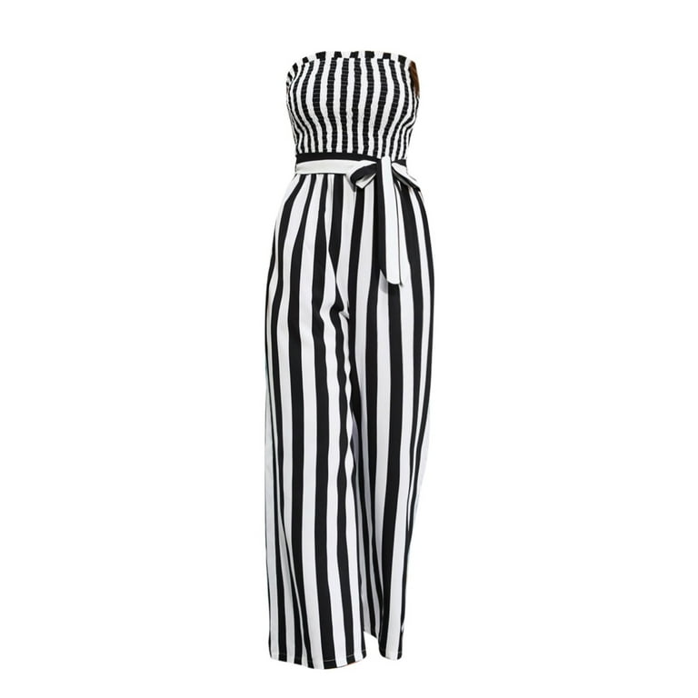 Fashion White Stripe Sleeveless Jumpsuit Fashion White Stripe Sleeveless Jumpsuit
