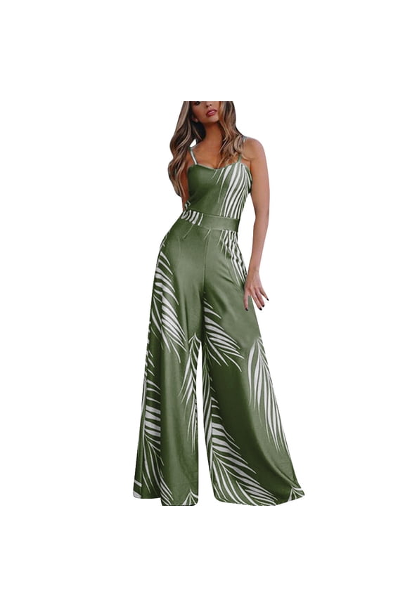 Jumpsuits for Women Women Fashion Floral Print Lady Sling Sleeveless Jumpsuit, Sizes S-XXL