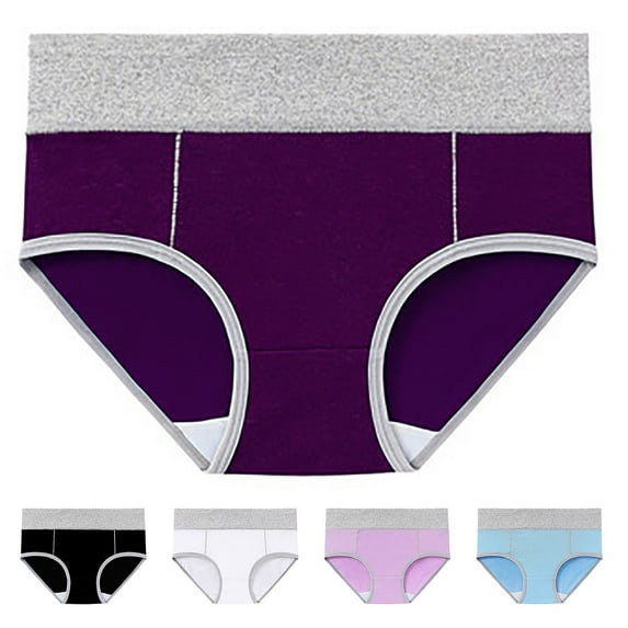 YOTMKGDO Ladies Underwear Panties, Bladder Control Underwear for Women, Women'S Fashionable and Comfortable Splicing Color 5 Pack Hip Lifting Underwear (#2 Purple, 4XL)
