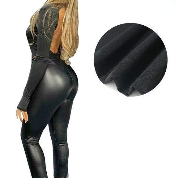 YOTMKGDO Leggings for Women, Faux Leather Leggings, Womens High Waisted Pleather Pu Pants& Warm Pants, L