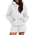 thumbnail image 1 of YOTMKGDO Lounge Sets for Women Shorts for Women Women's Solid Color Long Sleeve Drawstring Pocket Hooded Sweater Shorts Set, Sizes S-XXL, 1 of 9