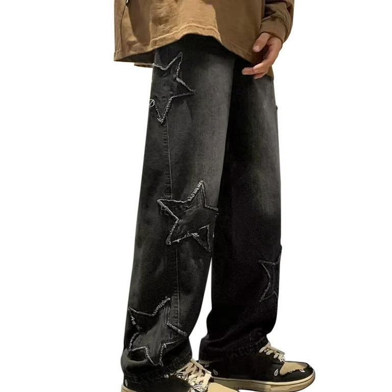 YOTMKGDO Mens Jeans, Baggy Jeans Men's Brand High Street