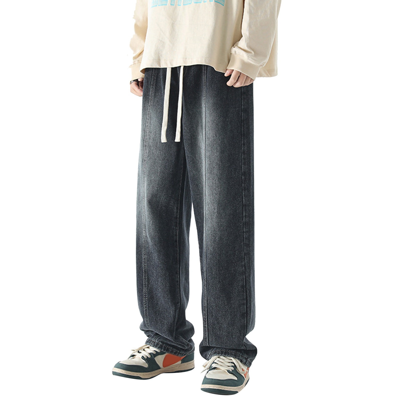 Vintage street style whiskered baggy men's jeans