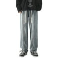 thumbnail image 1 of YOTMKGDO Mens Jeans, Baggy Jeans, Mens Vintage High Street Washed Old Jeans Gradual Loose Straight Tube Floor Sweeping Wide Leg Pants, Light Blue L, 1 of 9