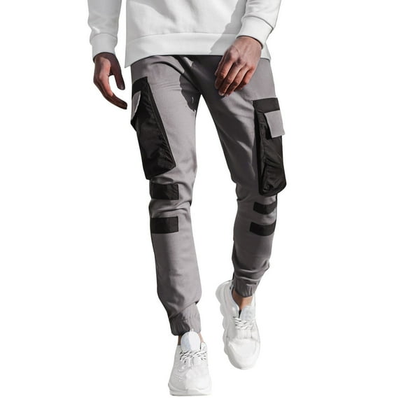 YOTMKGDO Mens Pants Casual, Pantalones De Hombre, Casual Pants Pants Men's Leg Stitching Multi-Pocket Men's Pants, Grey 3XL