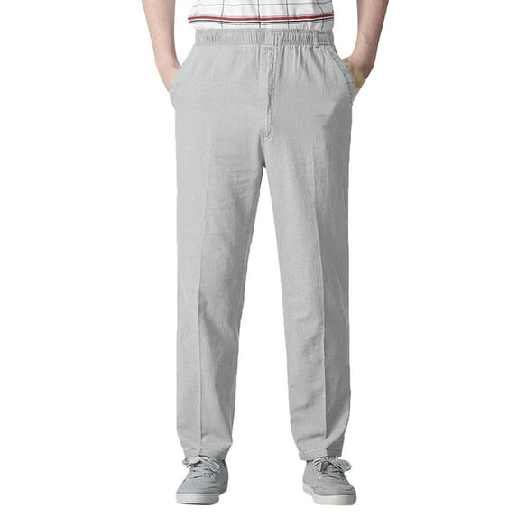 YOTMKGDO Mens Pants Casual, Pantalones De Hombre, Men's Casual Pants Elastic Waist Drawstring Trousers, Grey L