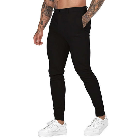 YOTMKGDO Mens Pants Casual, Pantalones De Hombre, Men's Wide Slim Pants Casual Pants Men's Breathable Pants Men's Pants, Black M