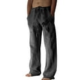 thumbnail image 1 of YOTMKGDO Mens Pants Casual, Pantalones De Hombre, Mens Casual Cotton and Printed Pocket Lace Up Pants Large Size Pants, Dark Grey XL, 1 of 9