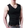 thumbnail image 1 of YOTMKGDO Mens Sleeveless Tee Shirts Men's Fashion Spring and Summer Casual Sleeveless V Neck Undershirt Men's Ice Silk Undershirt Camisetas Para Hombre, Black 4X-Large, 1 of 9