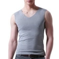 thumbnail image 1 of YOTMKGDO Mens Sleeveless Tee Shirts Men's Fashion Spring and Summer Casual Sleeveless V Neck Undershirt Men's Ice Silk Undershirt Camisetas Para Hombre, Gray Large, 1 of 7