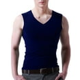 thumbnail image 1 of YOTMKGDO Mens Sleeveless Tee Shirts Men's Fashion Spring and Summer Casual Sleeveless V Neck Undershirt Men's Ice Silk Undershirt Camisetas Para Hombre, Navy 5X-Large, 1 of 7