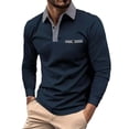 thumbnail image 1 of YOTMKGDO Mens T-Shirts, Button Down Shirt Men, Men's Fashion Spring and Autumn Casual Long Sleeve Button Solid Color Long Sleeve T Shirt Top, Long Sleeve Shirt, 3# Navy, L, 1 of 1