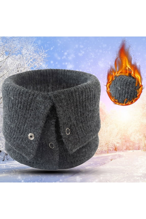 Neck Warmer, Neck Warm Mens Wool Bib Womens Scarf Winter Double Thick Knit Ring Unlimited Scarf Warm and Windproof, Dark Grey