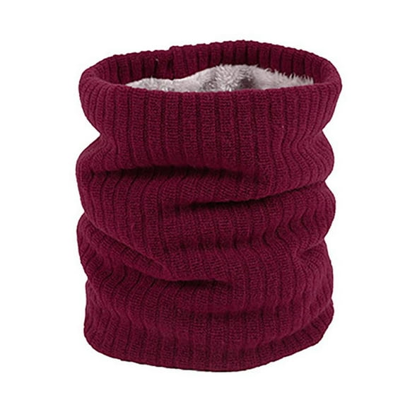 YOTMKGDO Neck Warmer, Winter Scarf Men Women Warm Knitted Ring Scarves Wool Thick, Red2