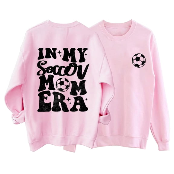 YOTMKGDO O Neck Women's Fashionable Fun IN MY SOCCER MOM Letter Printed O Neck Sweatshirt, Sizes S-XXL