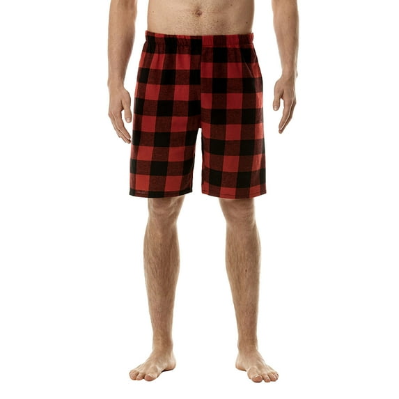 YOTMKGDO Pajama Pants, Mens Shorts, Mens Summer Simple Plaid Elastic Waist Flannel Shorts Home Pants Pajamas Christmas Pajamas, Red XXL