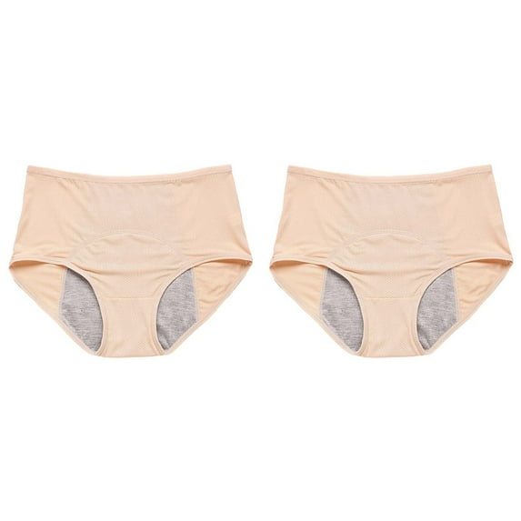 YOTMKGDO Period Panties, Incontinence Underwear for Women, 2Pc Underwear for Women Leak Proof Cotton Overnight Menstrual Panties Briefs High Waisted Leak Proof, 2PC-Beige, 6X-Large