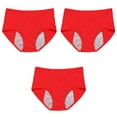 thumbnail image 1 of YOTMKGDO Period Panties, Incontinence Underwear for Women, 3Pc Underwear for Women Leak Proof Cotton Overnight Menstrual Panties Briefs High Waisted Leak Proof, 3PC-Red, Medium, 1 of 8