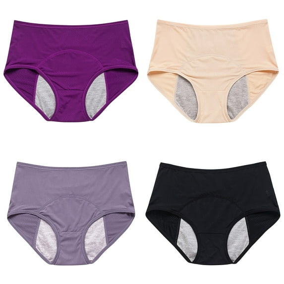 YOTMKGDO Period Panties, Incontinence Underwear for Women, 4PC Underwear for Women Leak Proof Cotton Overnight Menstrual Panties Briefs High Waisted Leak Proof M-8XL